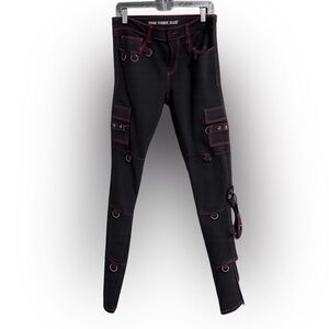Hot Topic Black Skinny Jeans with Red Stitching